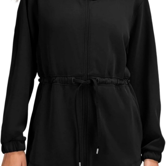 Nwot Black Mock Neck Full Zip Fleece Sweatshirt Jacket Large - Picture 4 of 9